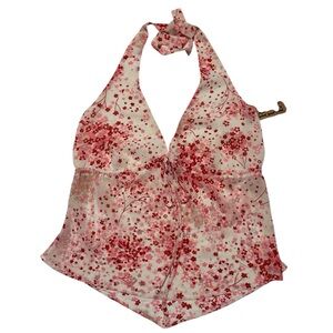 True Meaning NWT Pink and White Top Halter Neck SZ M